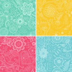 Set of four floral patterns (seamlessly tiling) N4
