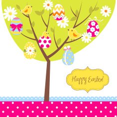 Retro Easter card with a tree N2