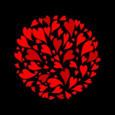 Red hearts background for your design