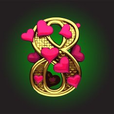 Golden Figure with Hearts 8