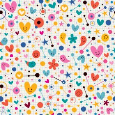 Funky cute cartoon retro note book paper pattern