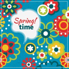 Cartoon floral background with bubble