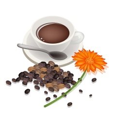 Cup of Coffee with Daisy Flower N2