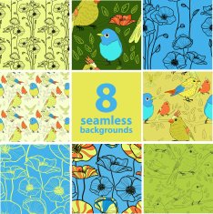 set of 8 seamless floral backgrounds N2