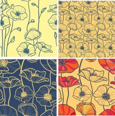 set of 4 seamless floral backgrounds N2