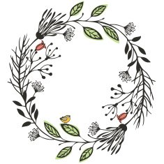 Round frame of herbs and flowers N2