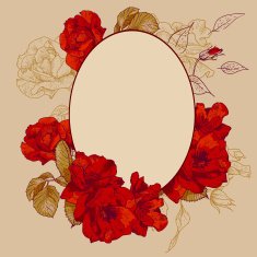 Vintage roses oval frame N2