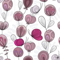 Pattern with butterfly and flowers