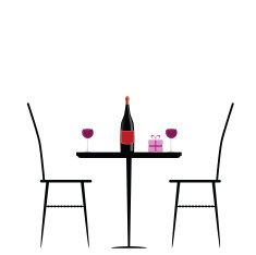 chair and table with wine vector illustration