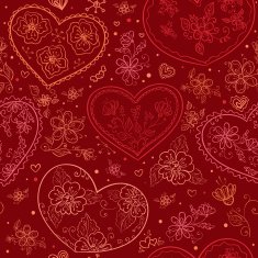 Seamless floral pattern with hearts N3