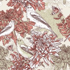 Flowers with bird illustration