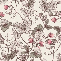 Seamless Floral Background with Blooming Peas N2