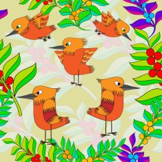 Little birds sing songs Seamless texture N4