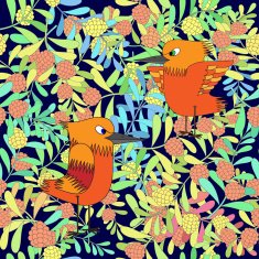 Little birds sing songs Seamless texture N5