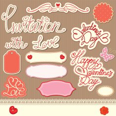 valentine's day design elements - different labels