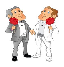 Homosexual male couple holding red roses N2