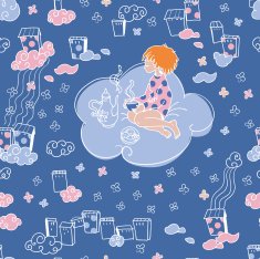 Seamless pattern with a little girl N2