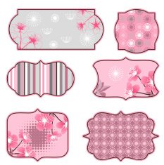 Cherry blossoms design elements labels and stickers