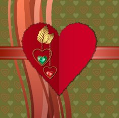 Diamond hearts and red paper heart