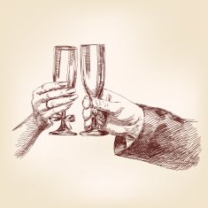 Two hands with champagne glasses