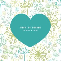 Vector mysterious green garden heart silhouette pattern frame N2