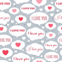 Seamless Pattern Tiling with Speech Bubbles and I Love You
