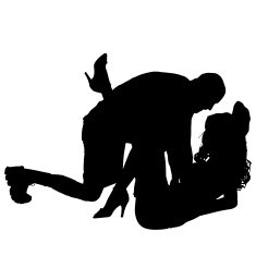 Vector silhouette of man with sexy woman N2