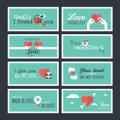 Flat design Valentines day greeting cards and banners