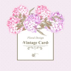 Vintage Greeting Card with Hydrangea and Peonies N5