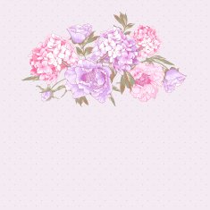 Vintage Greeting Card with Hydrangea and Peonies N6