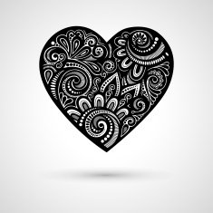 Deco Floral Heart on Gray Background Design element N10