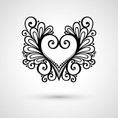 Deco Floral Heart on Gray Background Design element N11