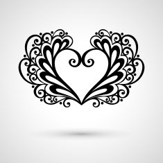 Deco Floral Heart on Gray Background Design element N12