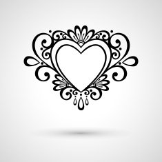 Deco Floral Heart on Gray Background Design element N14