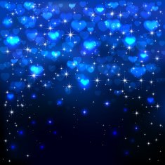Blue hearts on dark background