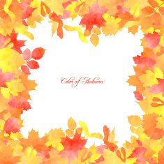 Floral template with autumn leaves by watercolor N2
