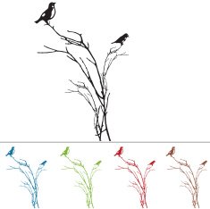 Silhouette of BlueBirds on a Branch N2