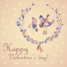 Cute pair of birds celebrating Valentine's Day N2