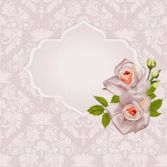 Elegant wedding invitation with roses N2