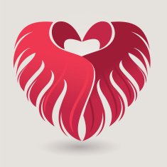 Valentine's Day card with heart and wings