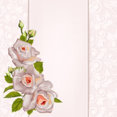 Elegant wedding invitation with roses N3