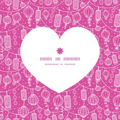 Vector holiday lanterns line art heart silhouette pattern frame N2