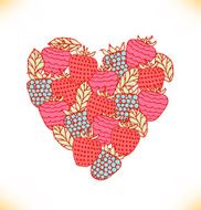 Template with berries and heart for greeting cards wedding cards N2