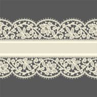 White Lace Horizontal Ribbon Greeting Card Gray Background