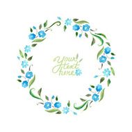 vector watercolor flowers circle frame N2