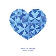Vector blue triangle texture heart silhouette pattern frame N2