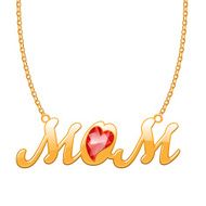 Golden MOM word pendant on chain