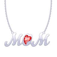 Silver MOM word pendant on chain