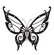 Ornamented abstract silhouette butterfly N15