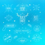Summer retro labels emblem set